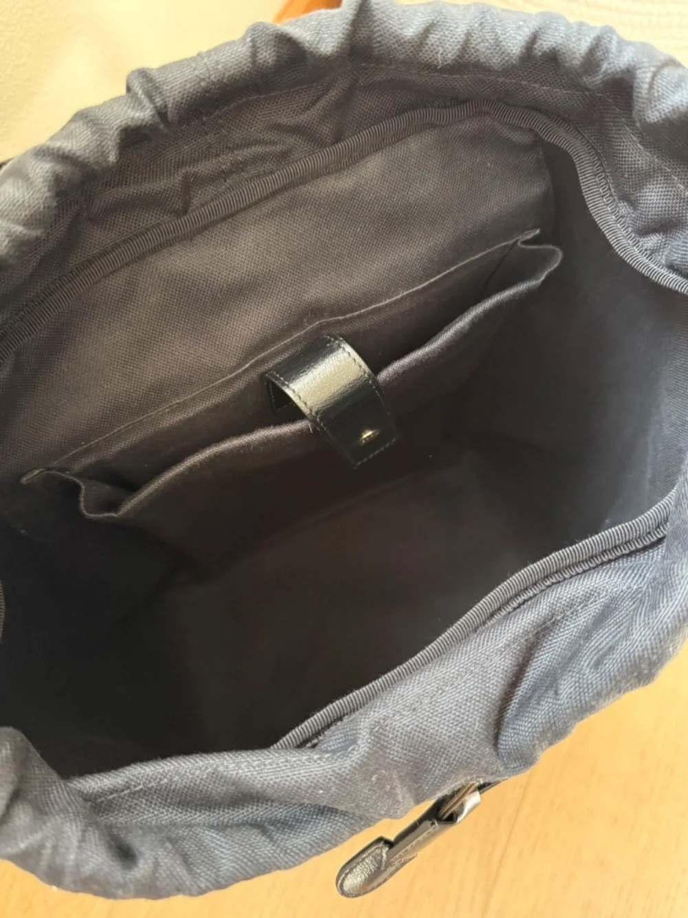 Gucci GG Supreme Black Canvas & Leather Double Buckle Backpack